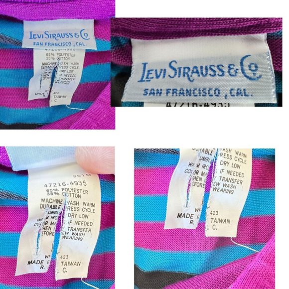Vintage Levi Stauss Co Ladies Striped Double Snap Closure Top Small? Cal… - Picture 12 of 12
